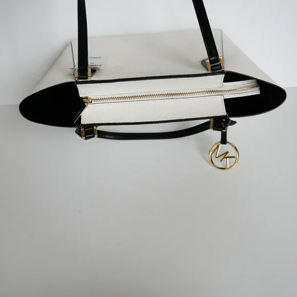 Michael Kors Kimberly Small Bonded Tote Leather Bag White Back - Picture 5 of 10